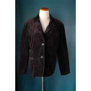 Vintage Kate Hill Paisley Dark Academia Whimsigoth Velvet Single Breasted Blazer